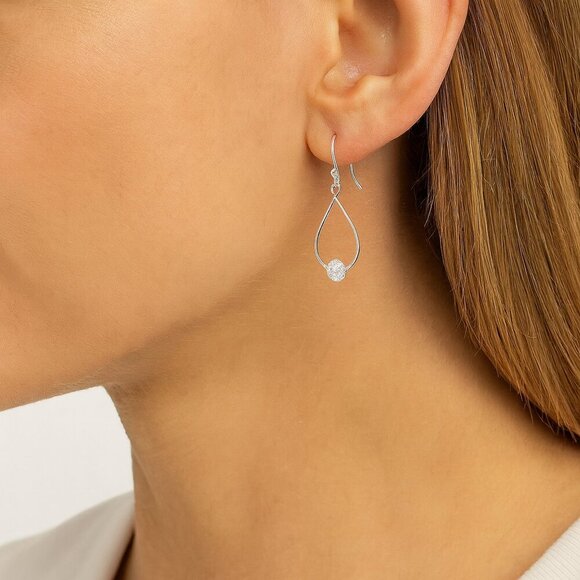 Giani Bernini Sterling Silver Dangle Crystal Earrings 925 - Picture 1 of 7